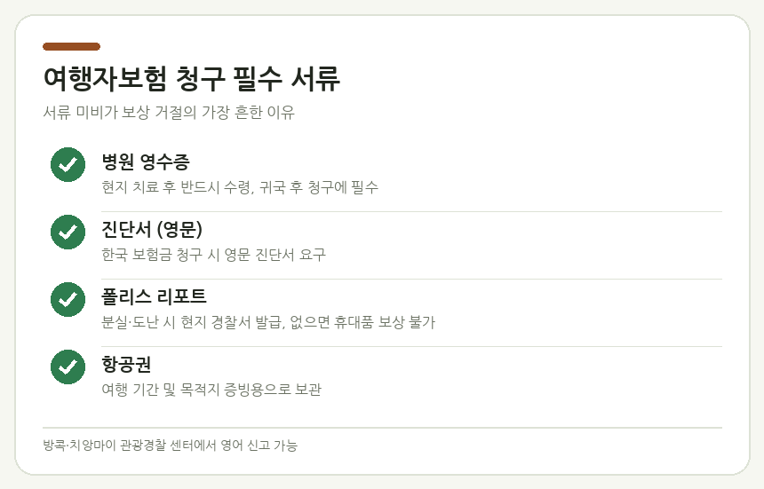 여행자보험 청구 필수 서류